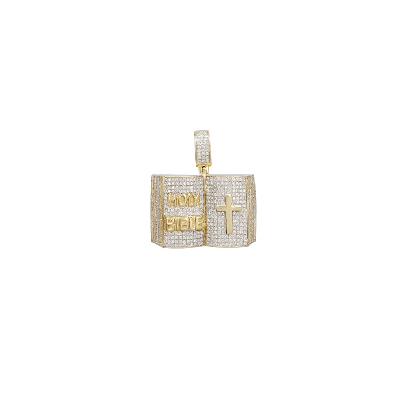 Iced-Out Holy Bible w/ Cross Diamond Pendant (10K)