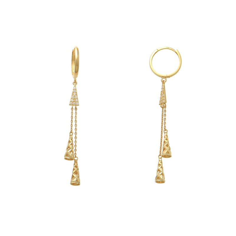 Zirconia Dangling Fancy Earrings (14K)
