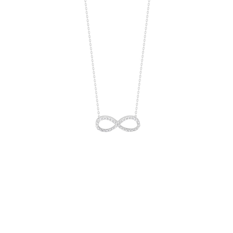 Zirconia Infinity Sideways Necklace (14K)