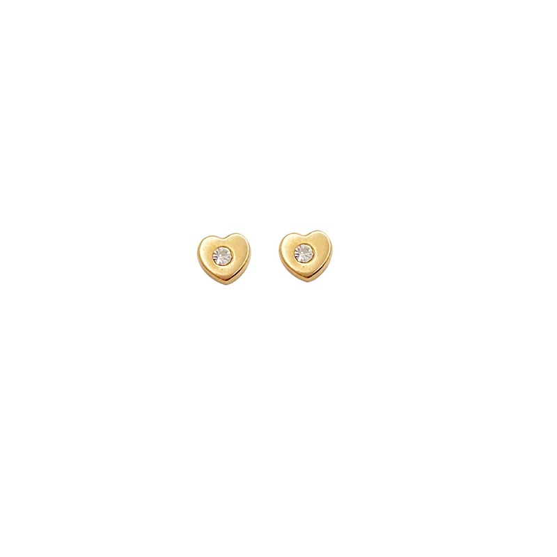 Zirconia Silhouette Heart Stud Earrings (14K)