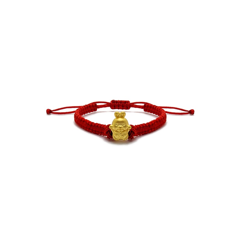 Big Bunny Chinese Zodiac Red String Bracelet (24K)