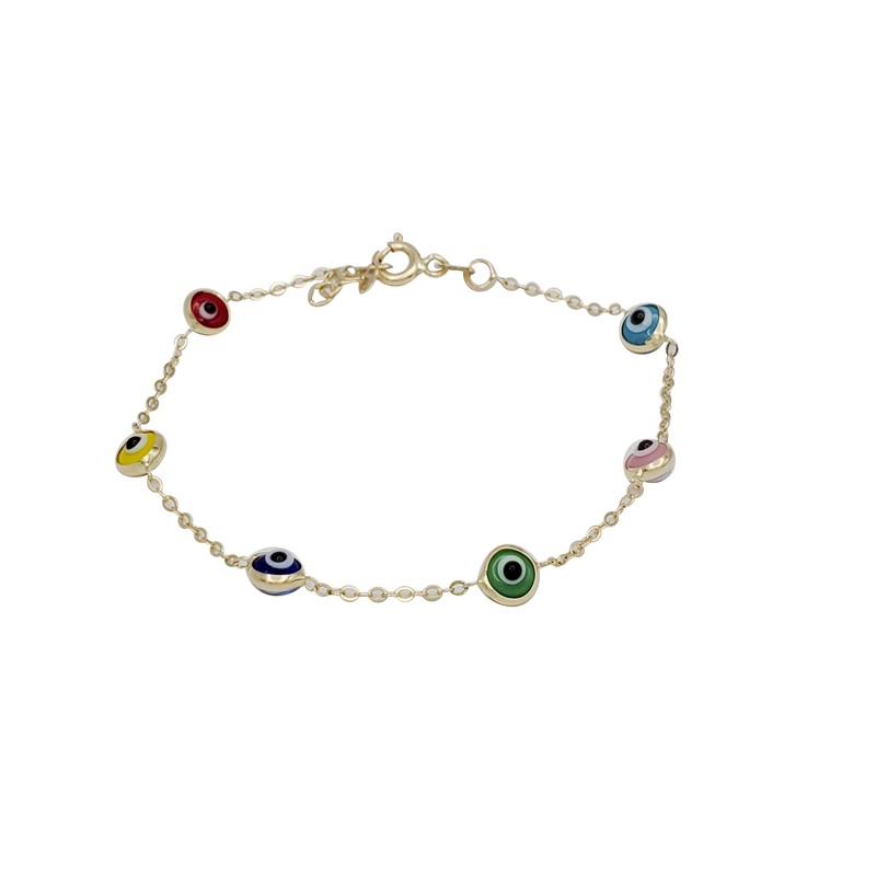 Colorful  Evil Eye Charm Baby Bracelet (14K).