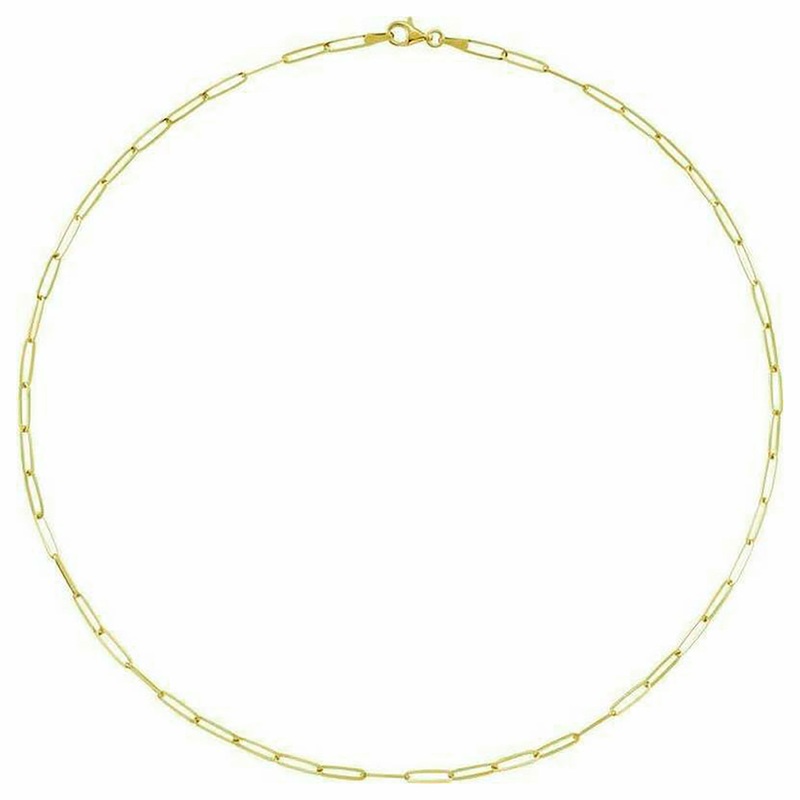 Slim Flat Elongated Paperclip Link Chain (14K)