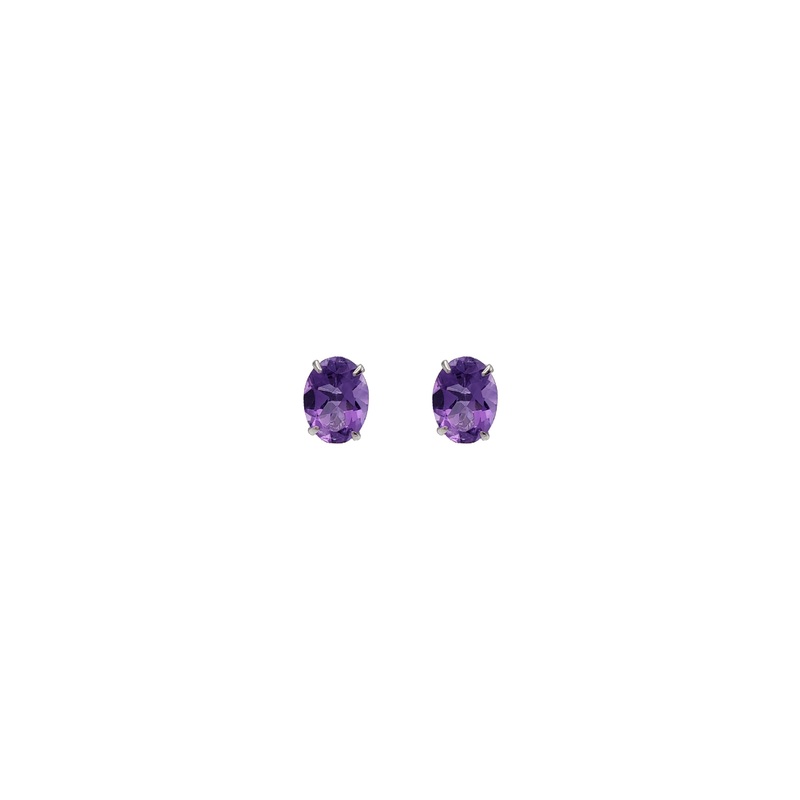 Zirconia Oval Solitaire Stud Earrings (14K)