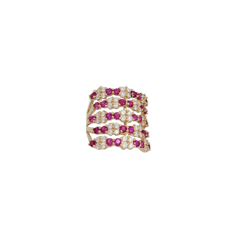 Zirconia Red Five-Row Semanario Ring (14K)