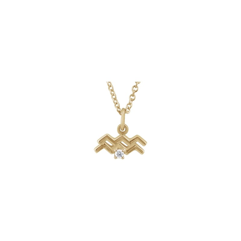 Aquarius Zodiac Sign Diamond Solitaire Necklace