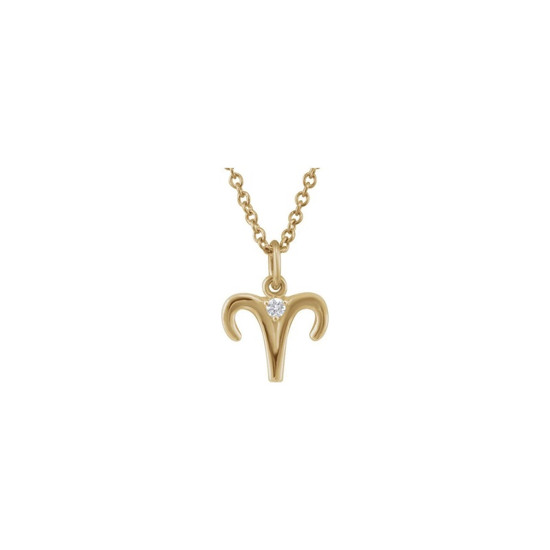 Aries Zodiac Sign Diamond Solitaire Necklace