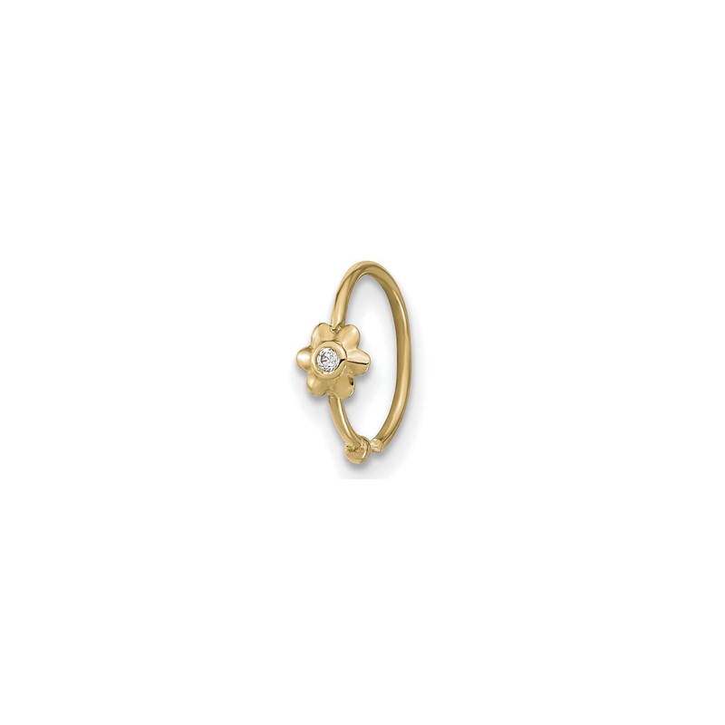 Flower CZ Hoop Nose Ring (14K)