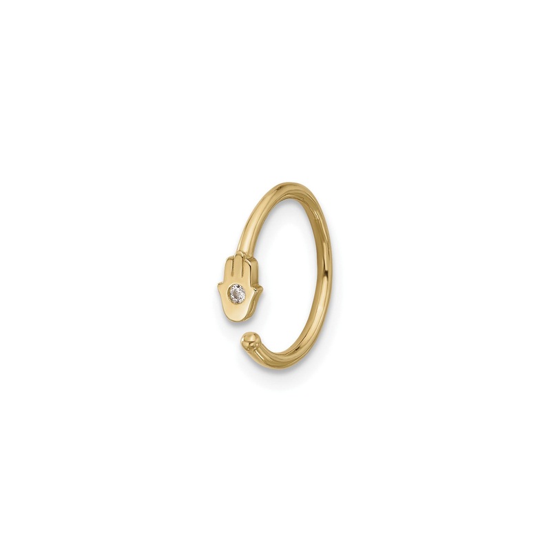Hamsa CZ Hoop Nose Ring (14K)
