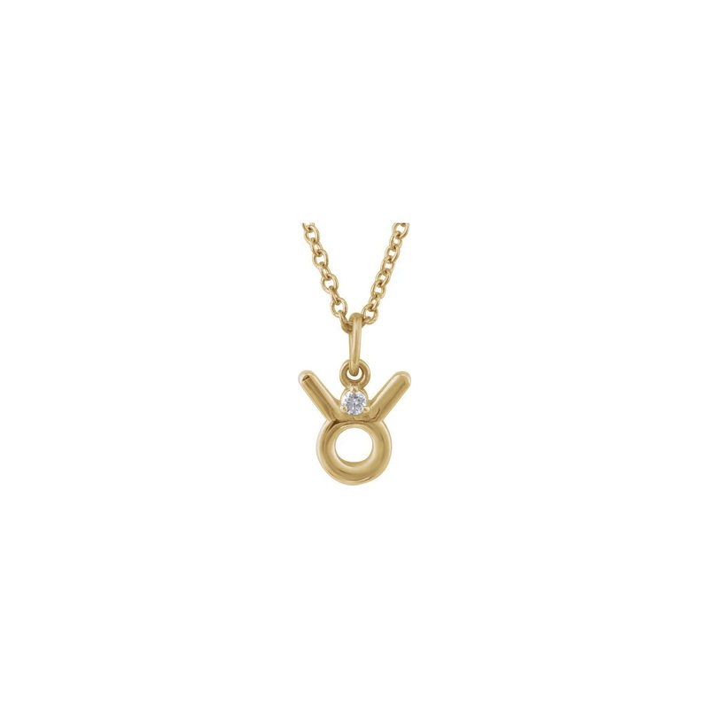 Taurus Zodiac Sign Diamond Solitaire Necklace