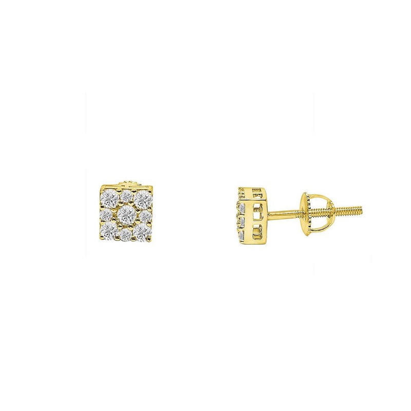 [ 4.2MM] Diamond Square Earrings (14K)