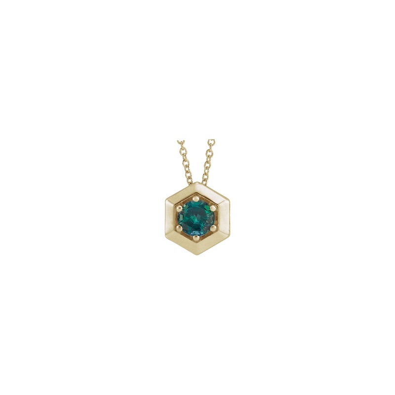 Alexandrite Solitaire Hexagon Necklace
