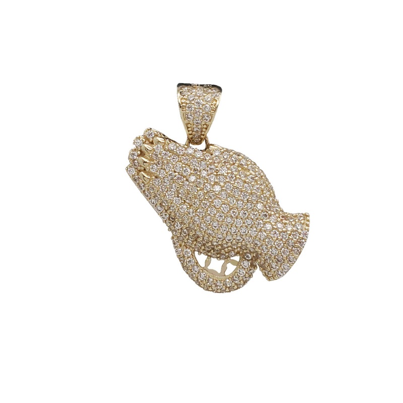 Zirconia Praying Hand Pendant (14K)
