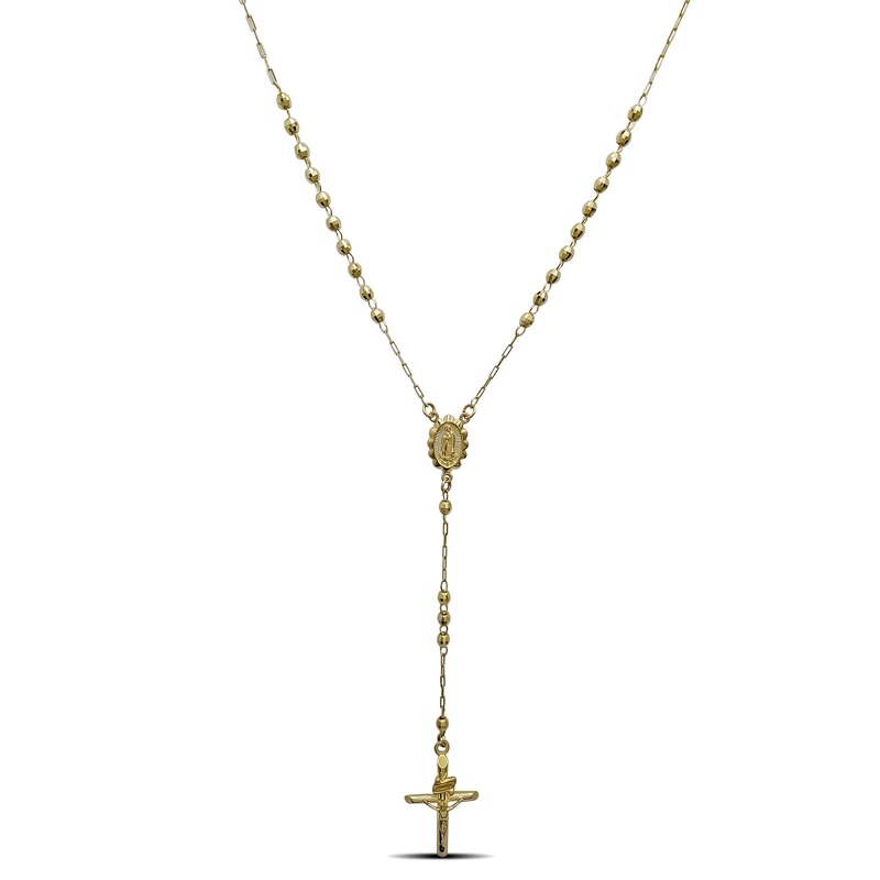 [2.8 mm] Discos-Cuts Beads Rosary Necklace (14K)