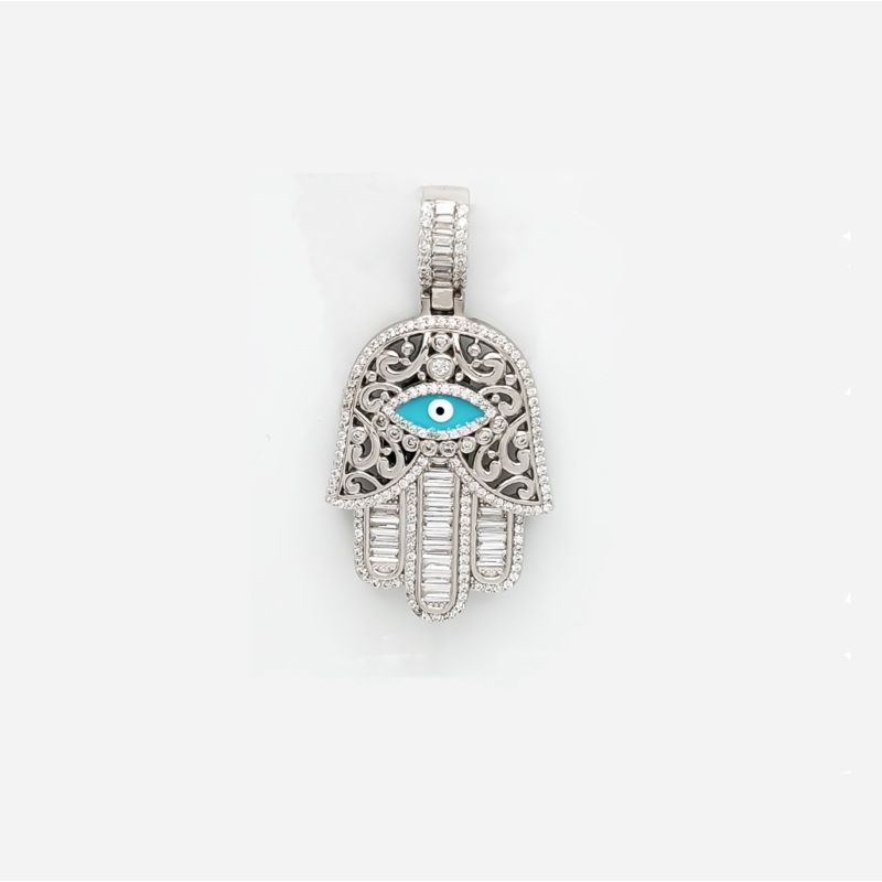 Iced-Out Hamsa Hand Pendant