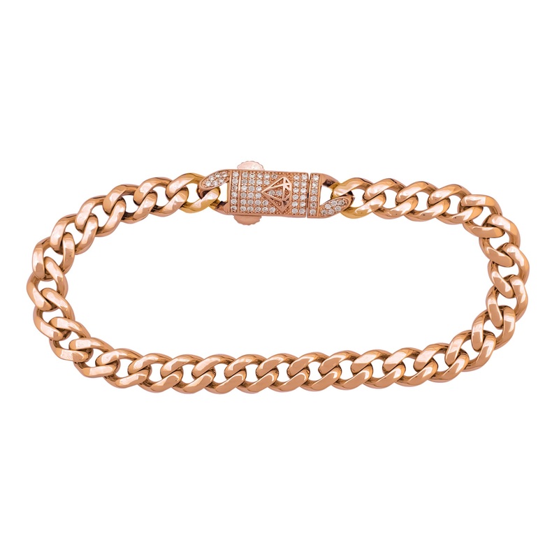 [Lightweight] Halo Iced Clasp Monaco Bracelet Rose Gold (14K)