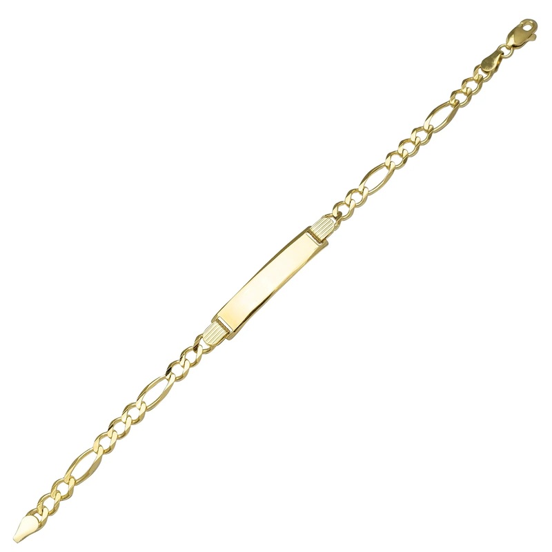 Solid Figaro Baby ID Bracelet (18K)