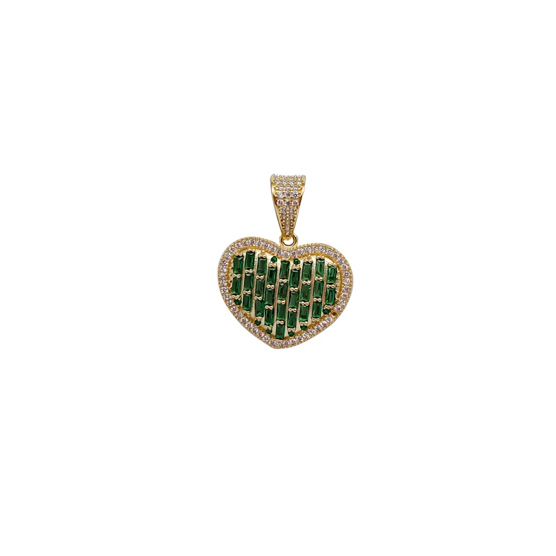 Zirconia Emerald cut Heart Pendant (14K)
