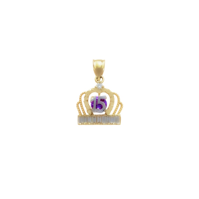 Zirconia Quinceaera Tiara/Crown Pendant (14K)