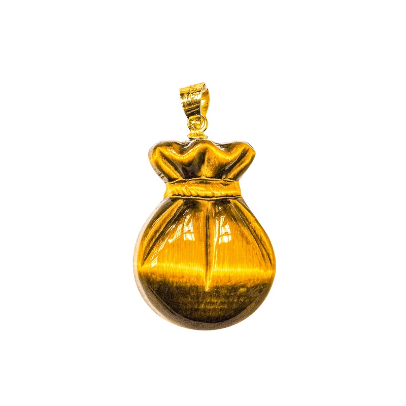 Bag Tiger Eye Jade Pendant (14K)