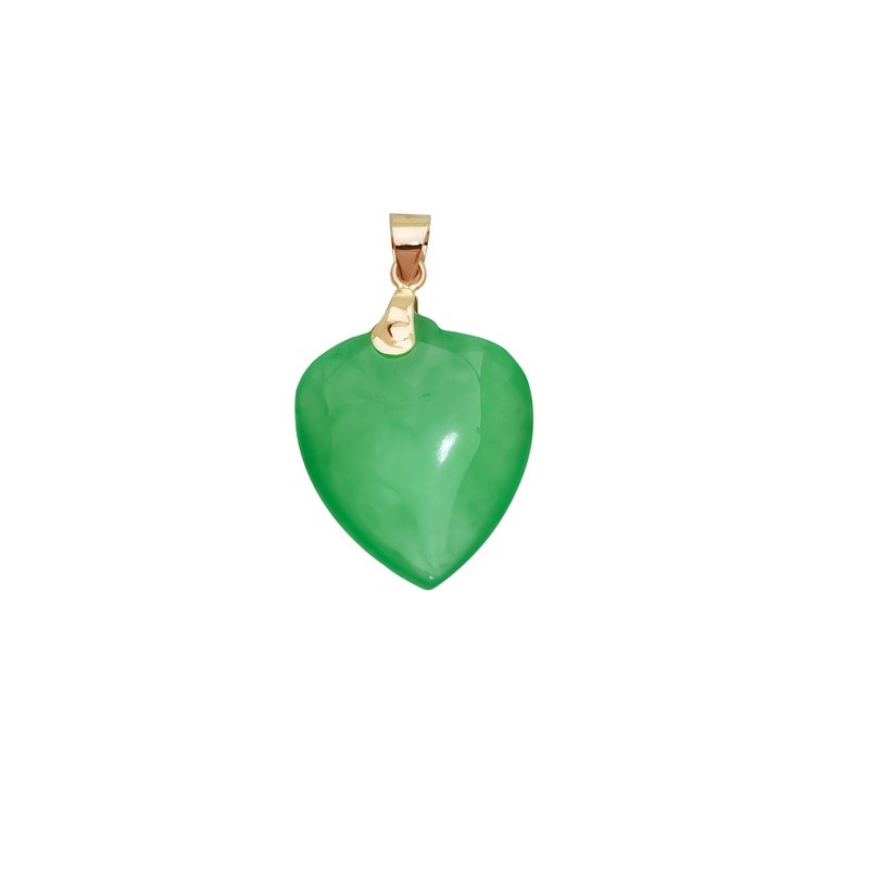 Green Heart Jade Pendant (14K)