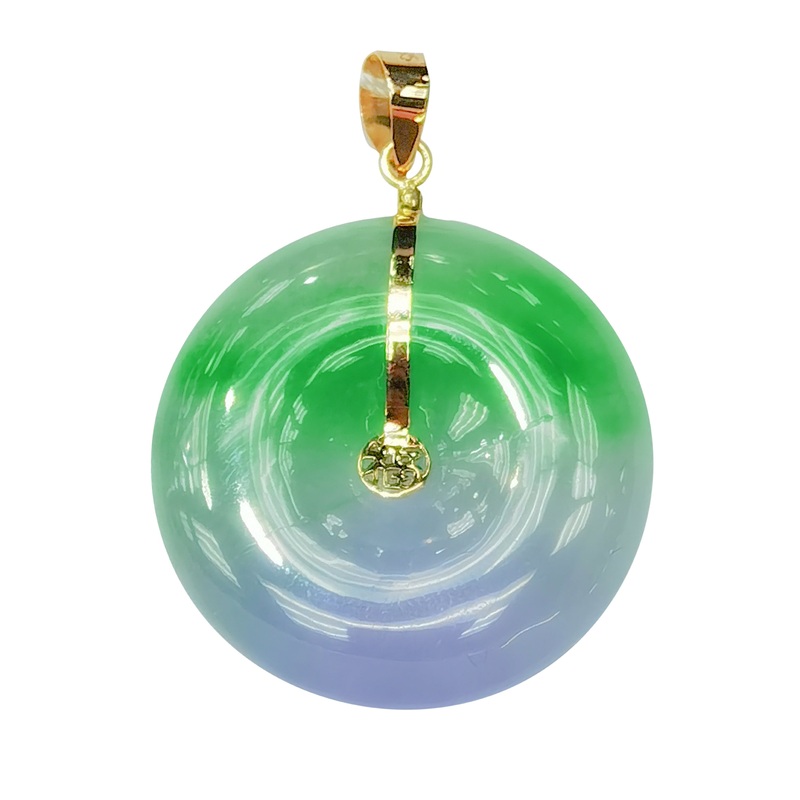 [] Jade Happiness/Blessing Round Disc Pendant (14K)