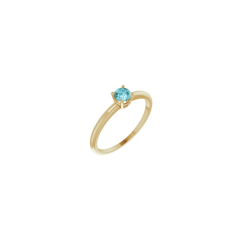 4 mm Round Natural Blue Zircon Solitaire Ring