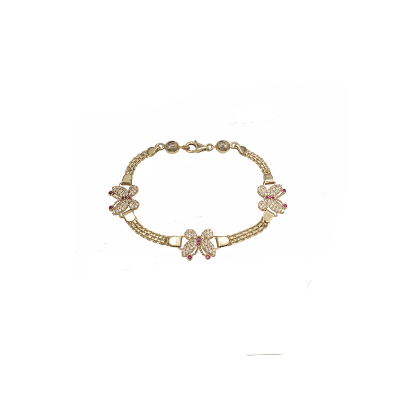 Cubic Zirconia Butterfly Bismark Bracelet (14K).