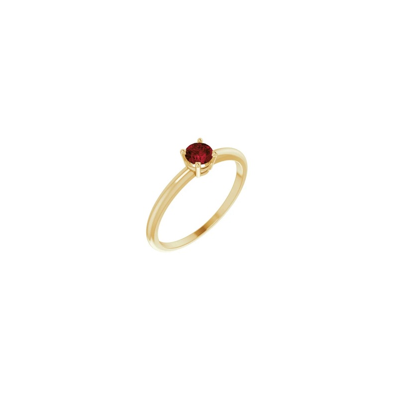 4 mm Round Natural Mozambique Garnet Solitaire Ring