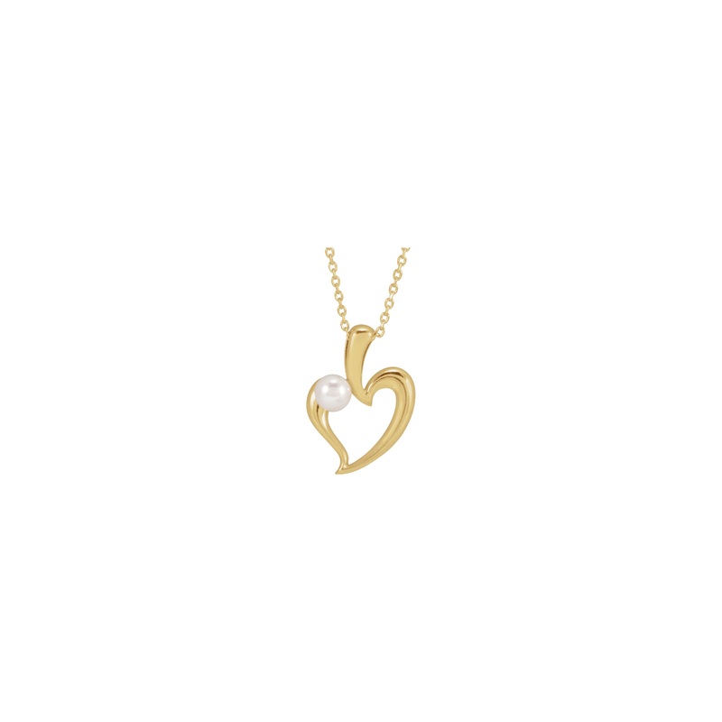 Cultured White Akoya Pearl Heart Necklace