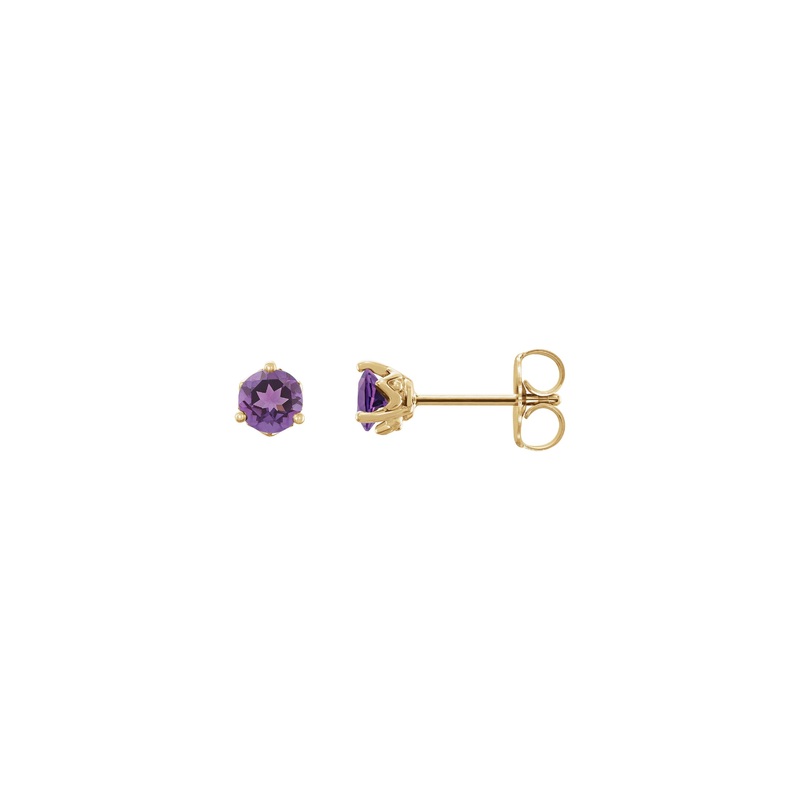 4 mm Natural Round Amethyst Stud Earrings