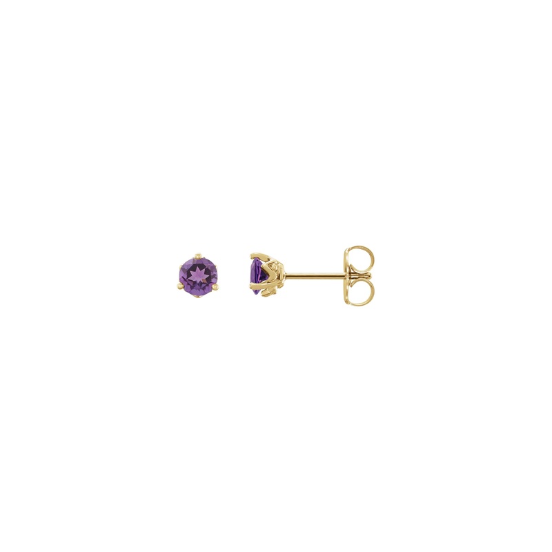 4 mm Round Natural Amethyst Stud Earrings
