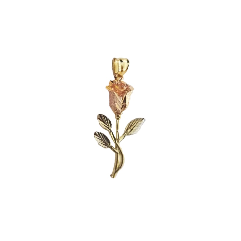 Tri-Tone Diamond Cut Rose Pendant  (14K)