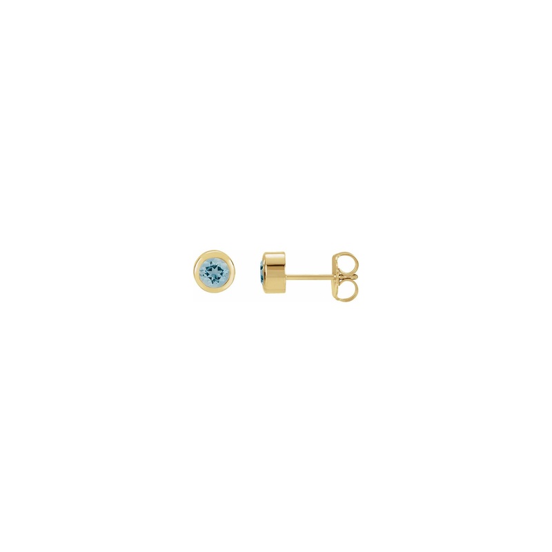 4 mm Round Aquamarine Bezel Earrings