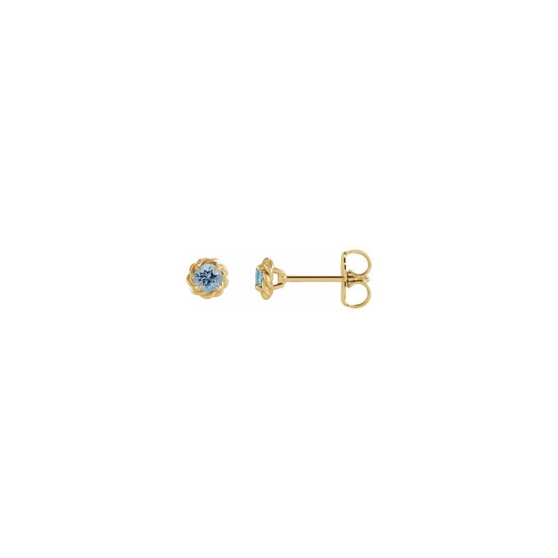 Aquamarine Claw Rope Stud Earrings