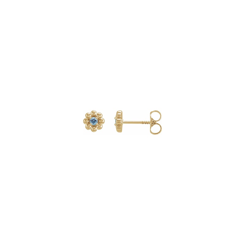 Aquamarine Petite Flower Stud Earrings