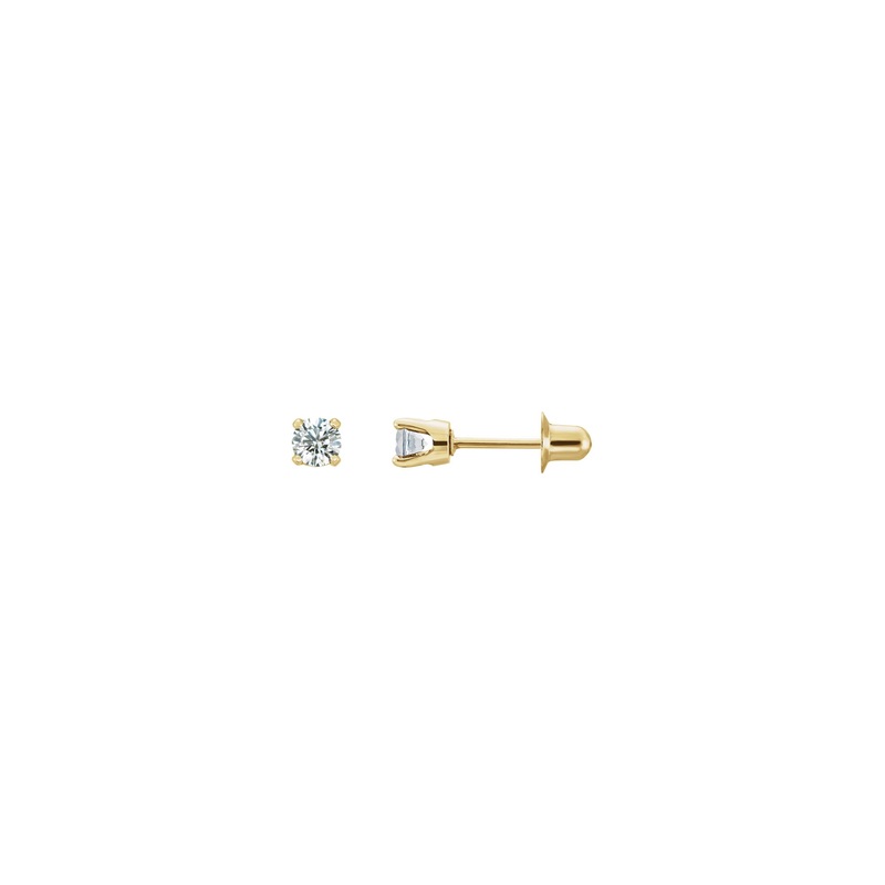 3 mm Round Natural White Diamond Stud Earrings (14K)