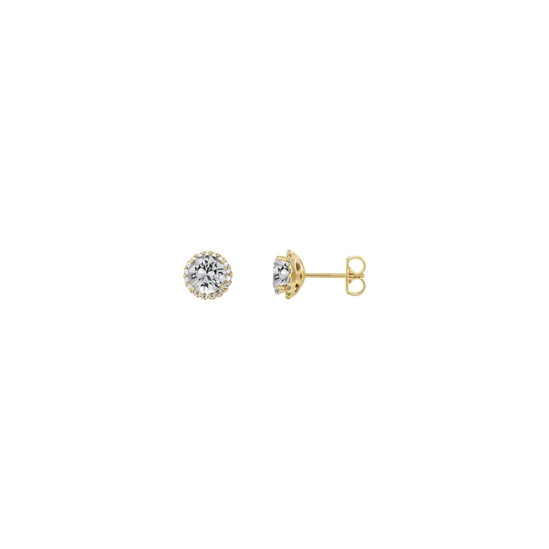 5 mm Round White Diamond Halo Stud Earrings