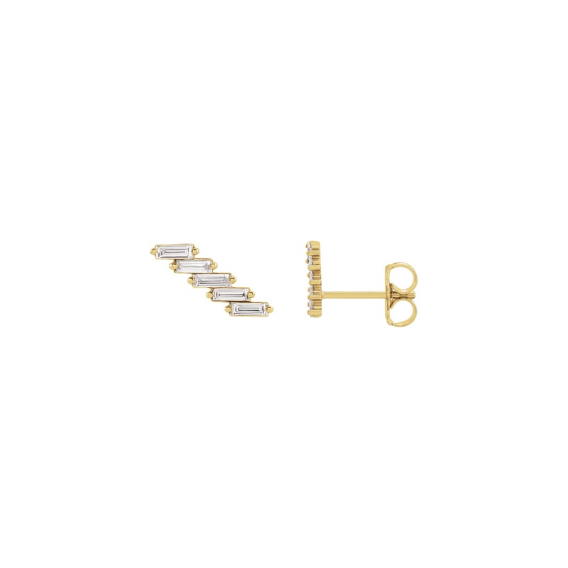 Baguette Diamond Accented Ear Climbers