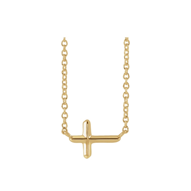 Sideways Puffed Cross Necklace