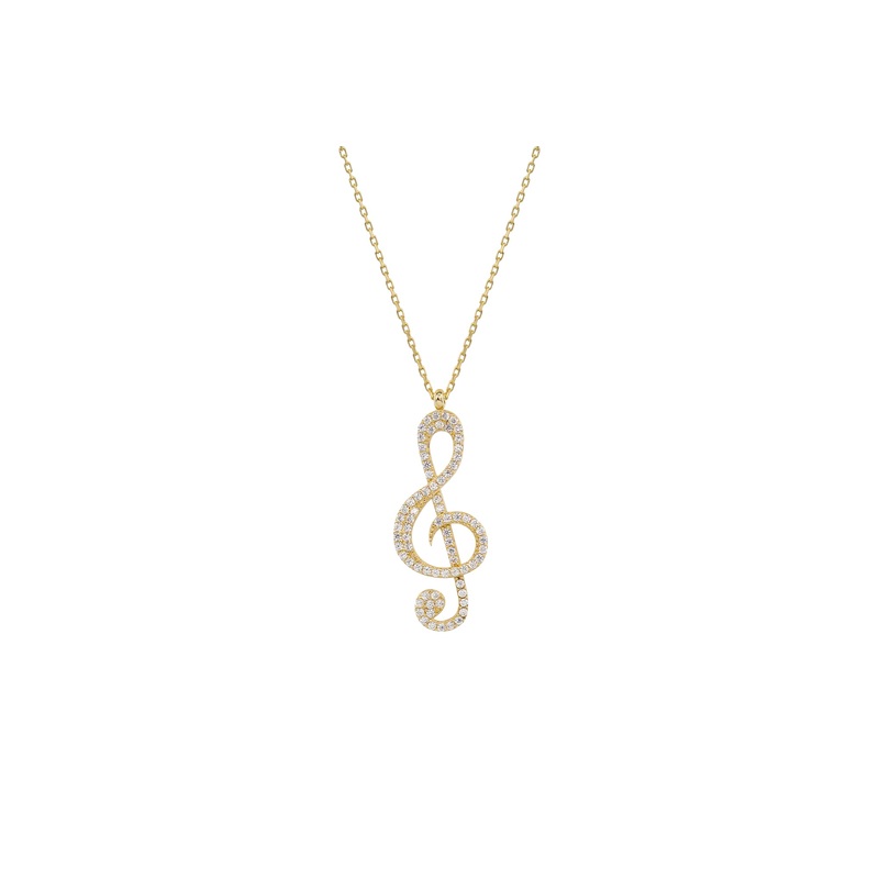 Zirconia Key Signature Pendant (14K)