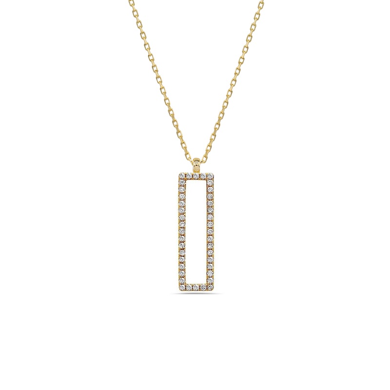 Zirconia Rectangle Shape  Necklace  (14K)