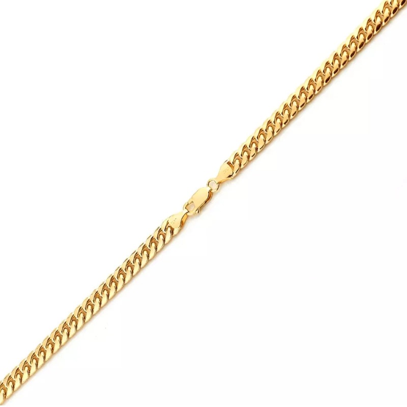 Solid Miami Cuban Ankle Bracelet (14K).