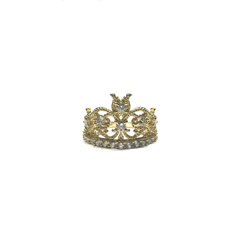 April Birthstone Braided Vine Crown CZ Ring (14K)
