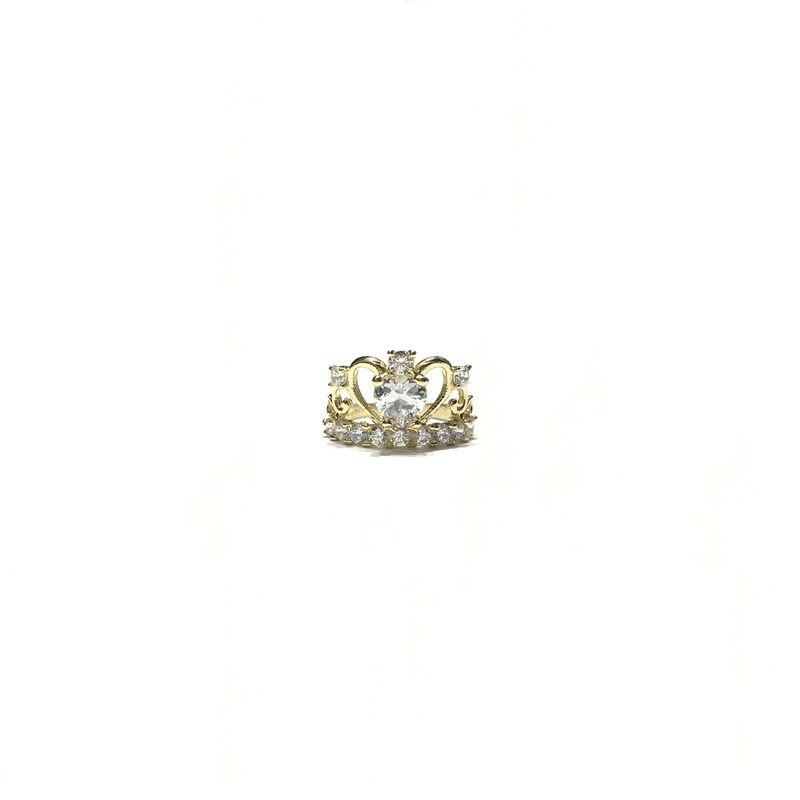 April Birthstone Heart Vine Crown CZ Ring (14K)
