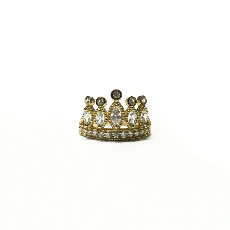 April Birthstone Princess Tiara CZ Ring (14K)