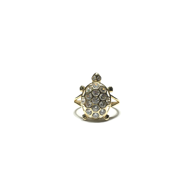 April Birthstone Turtle CZ Ring (14K)