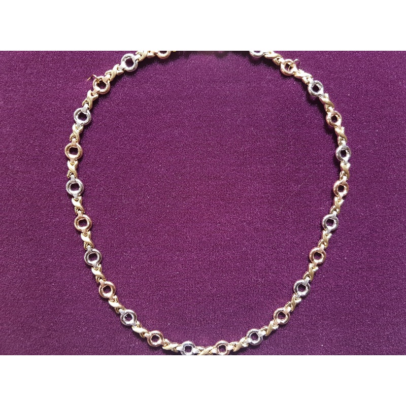 Tri-Gold XOXO Necklace 14K