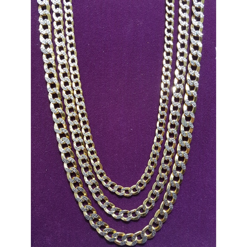 Two-Tone Lightweight Flat Cubanlink Chain (14K)