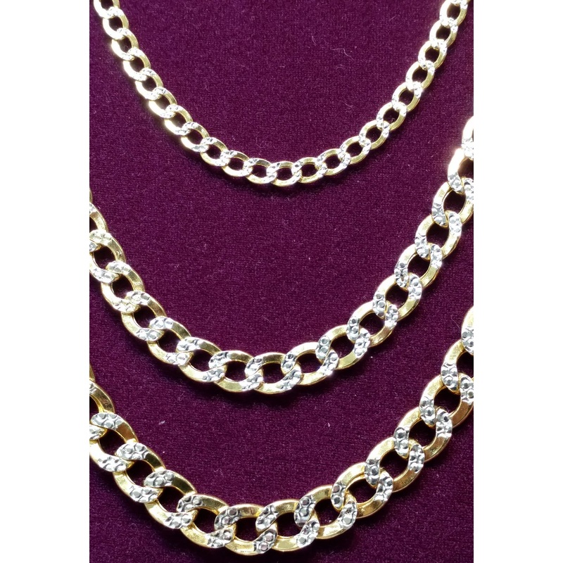 Two-Tone Lightweight Flat-Link Cuban Necklace 10K